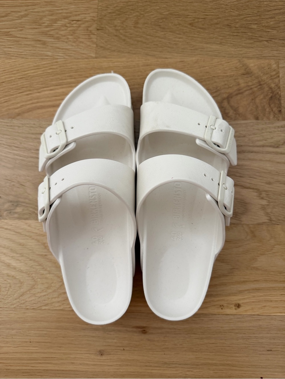 Women’s Waterproof Birkenstock White Double-Buckle Slide Sandals